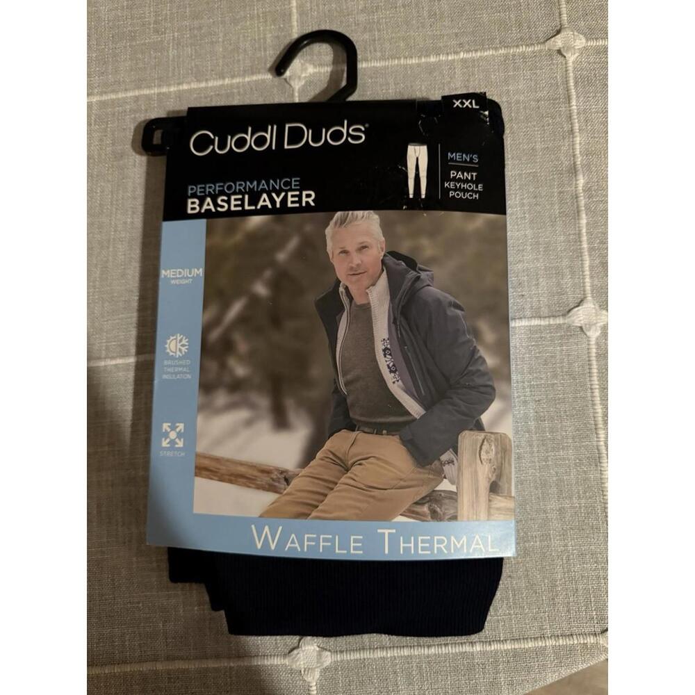 NEW! Men’s Cuddl Duds Base Layer Pants Waffle Thermal - Size XXL Indigo Blue